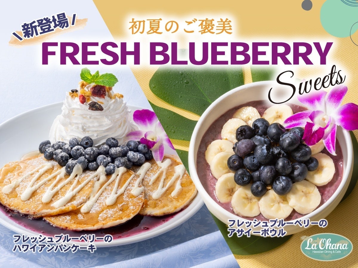 Hawaiian Pancakes and Acai Bowls with Fresh Blueberries at La Ohana in Tokyo