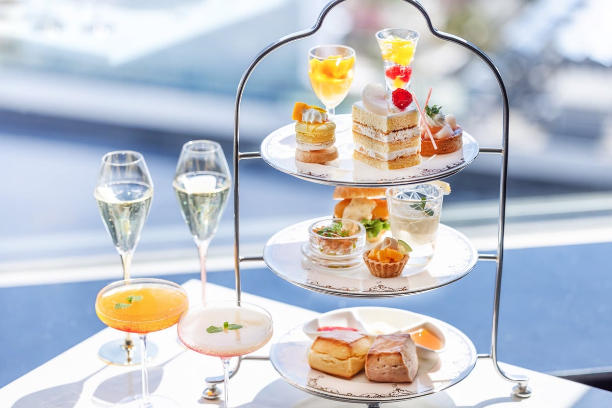 Peach and Mango Afternoon Tea with Panoramic Yokohama Views