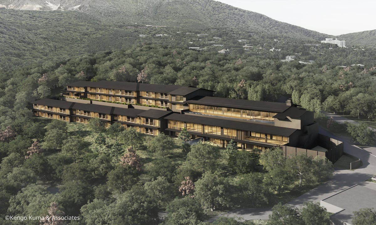 The exterior of Alila Sengokuhara Hakone blending into the Sengokuhara forest and Hakone mountain range (image)