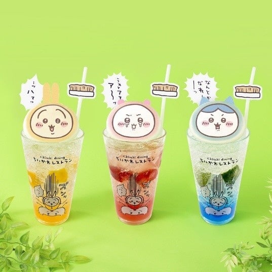 Cream Soda featuring Chiikawa, Hachiware, and Usagi — ¥1,540 each (tax included)