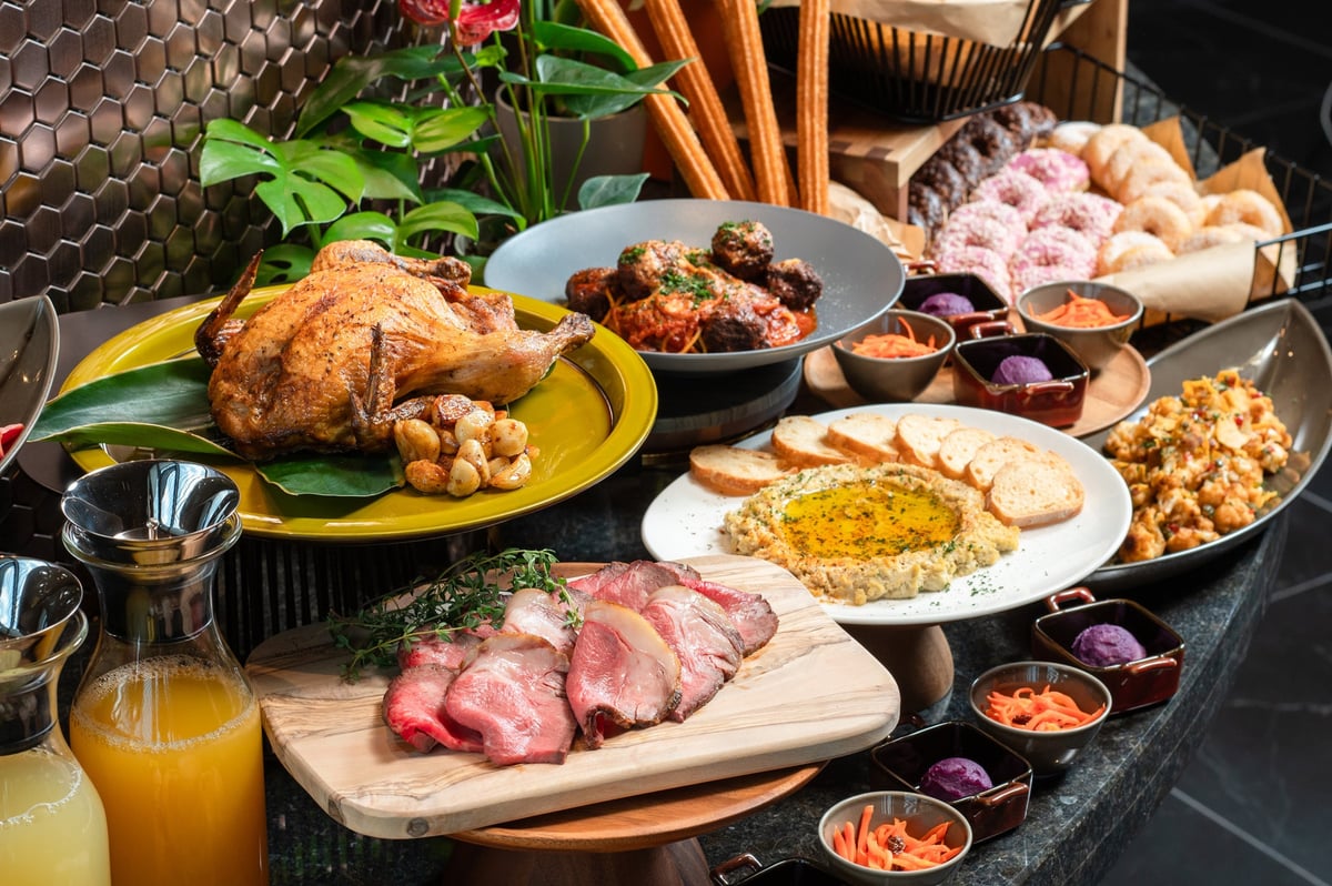 A diverse lunch buffet