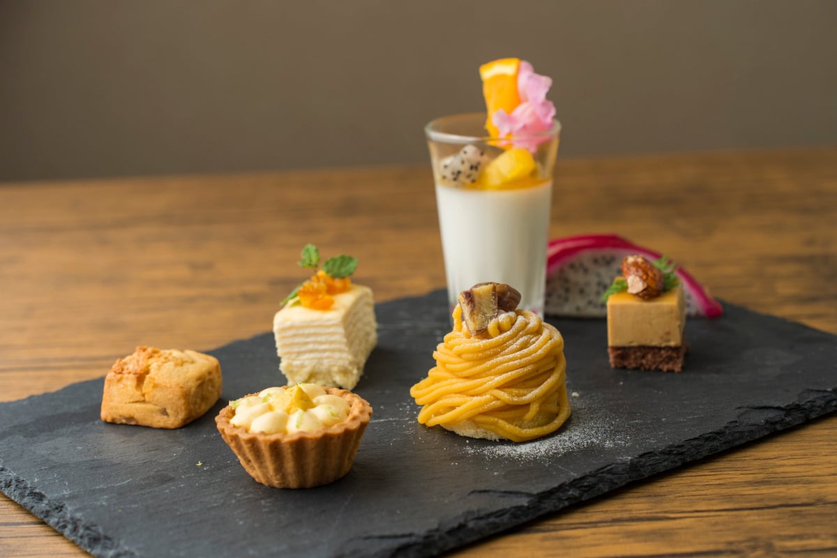 Desserts including the 'Golden Sweet Potato Mont Blanc'
