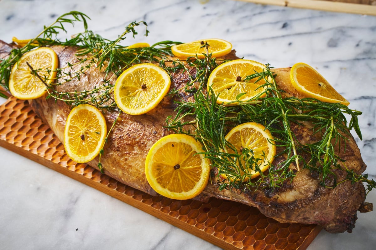 Roasted Lamb with Orange Mustard