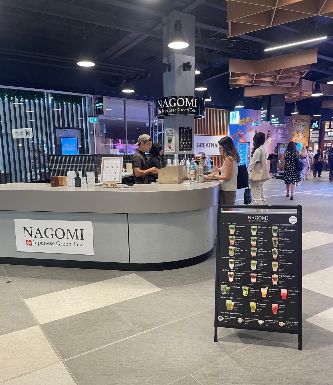 NAGOMI's matcha cafe directly connected to Fortitude Valley Station in Australia.