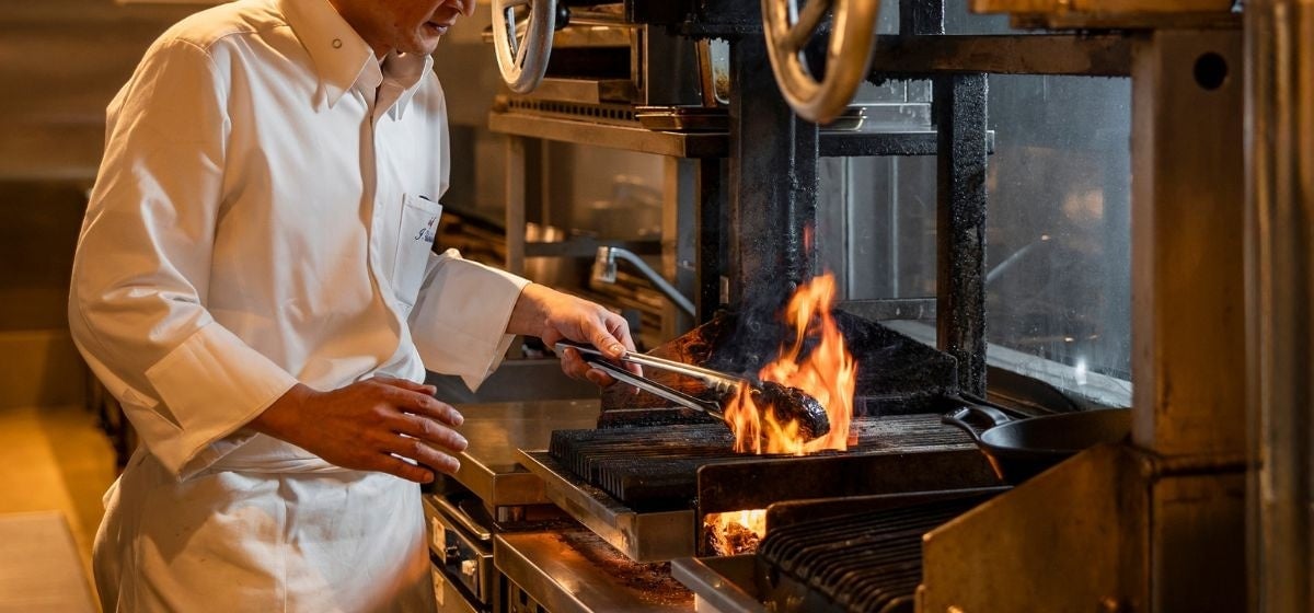 Grilled dishes cooked on lava stone