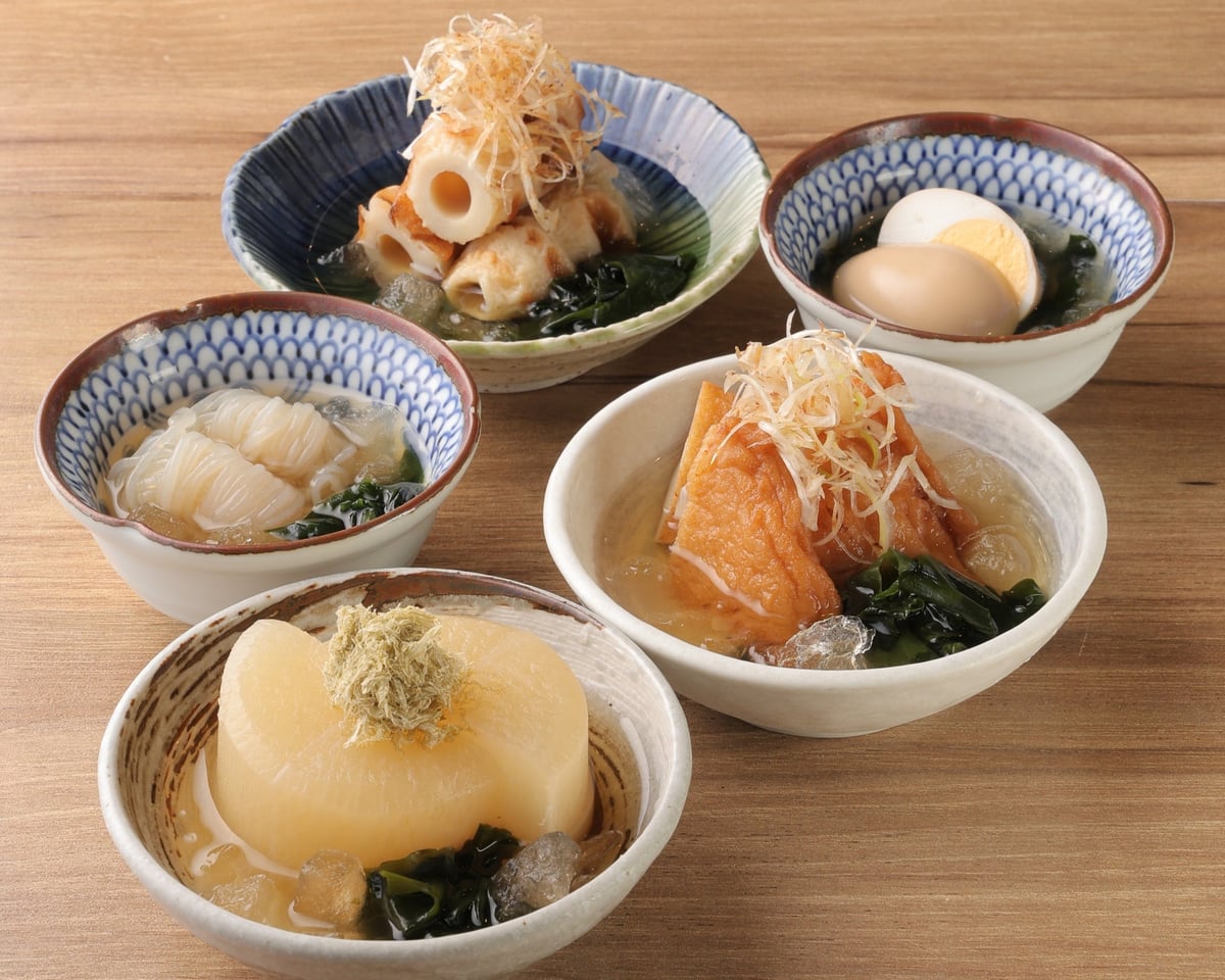 Lineup (All 5 Types): Daikon / Satsuma-age / Chikuwa / Egg / Shirataki