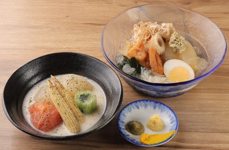 (Left) Assorted Three Kinds of Toridashi / (Right) Assorted Five Kinds of Agodashi