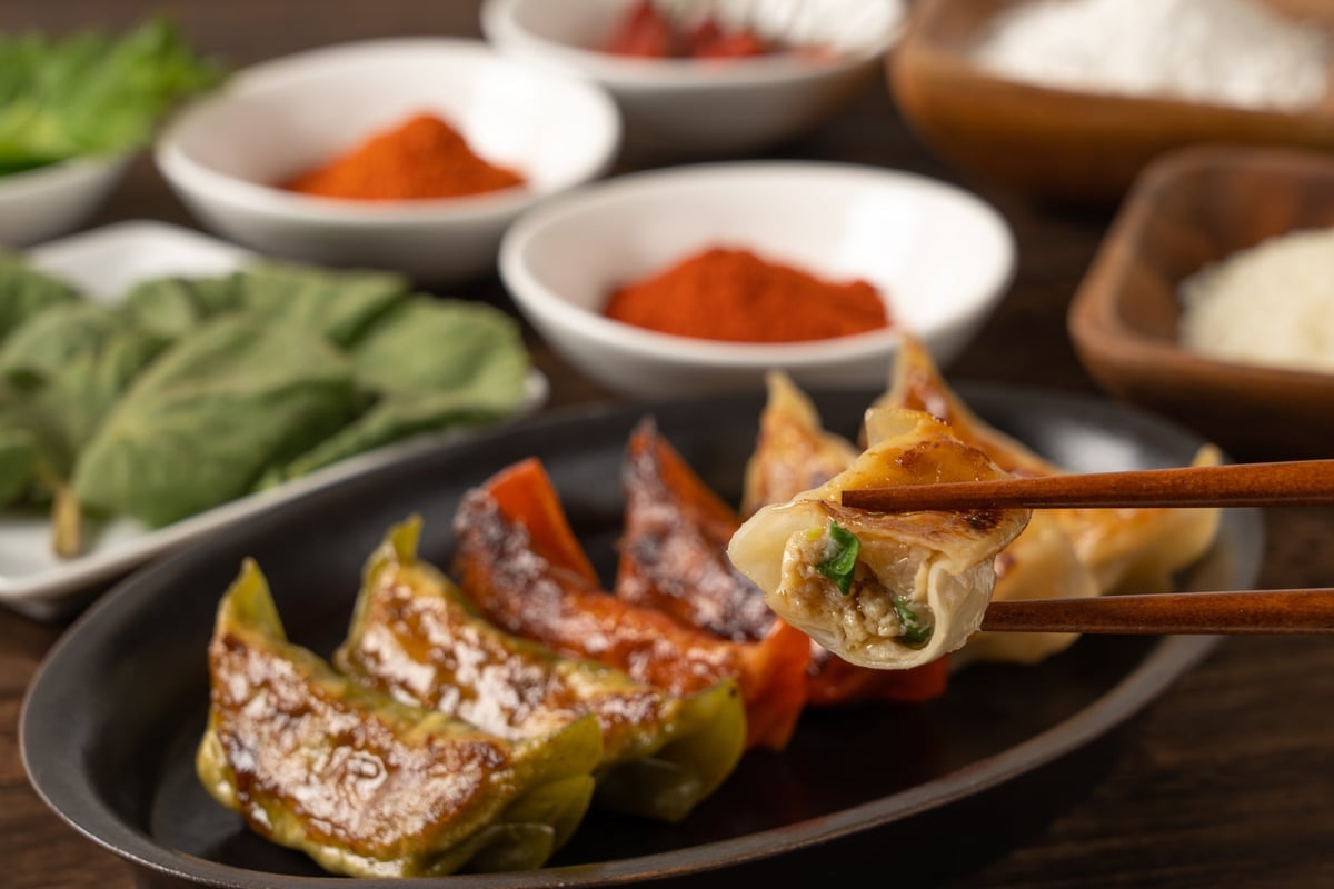 Gyoza no Gyoten's Three-Color Grilled Gyoza (12 pieces) — ¥1,485 (tax included)