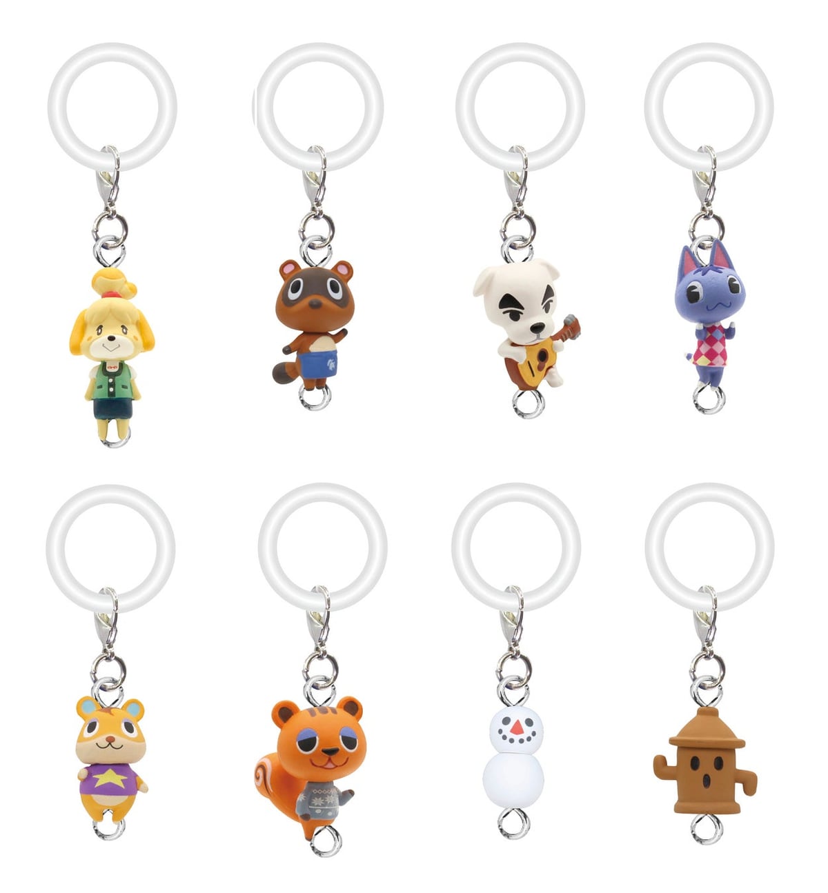 (Top left to right) Shizue, Mamekichi, Totakeke, Bouquet / (Bottom left to right) Hamusuke, Rarami, Snowman, Haniwa