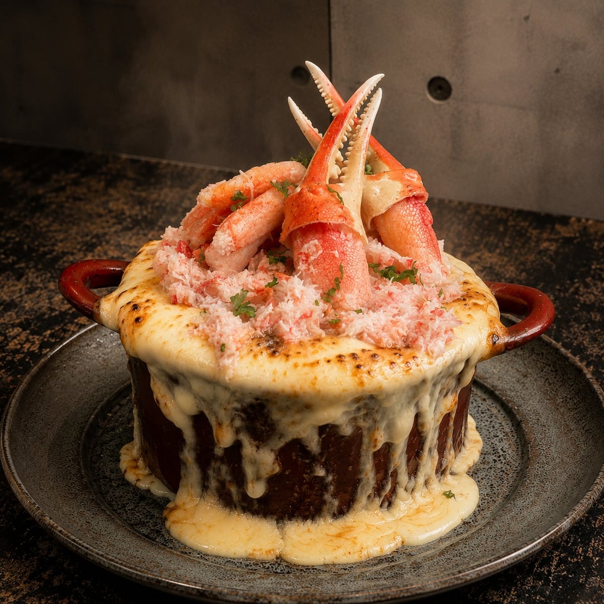 The Crab Bonara Volcano Pasta, made generously with snow crab. This limited summer menu features rich carbonara, fragrant cheese, and plenty of crab.