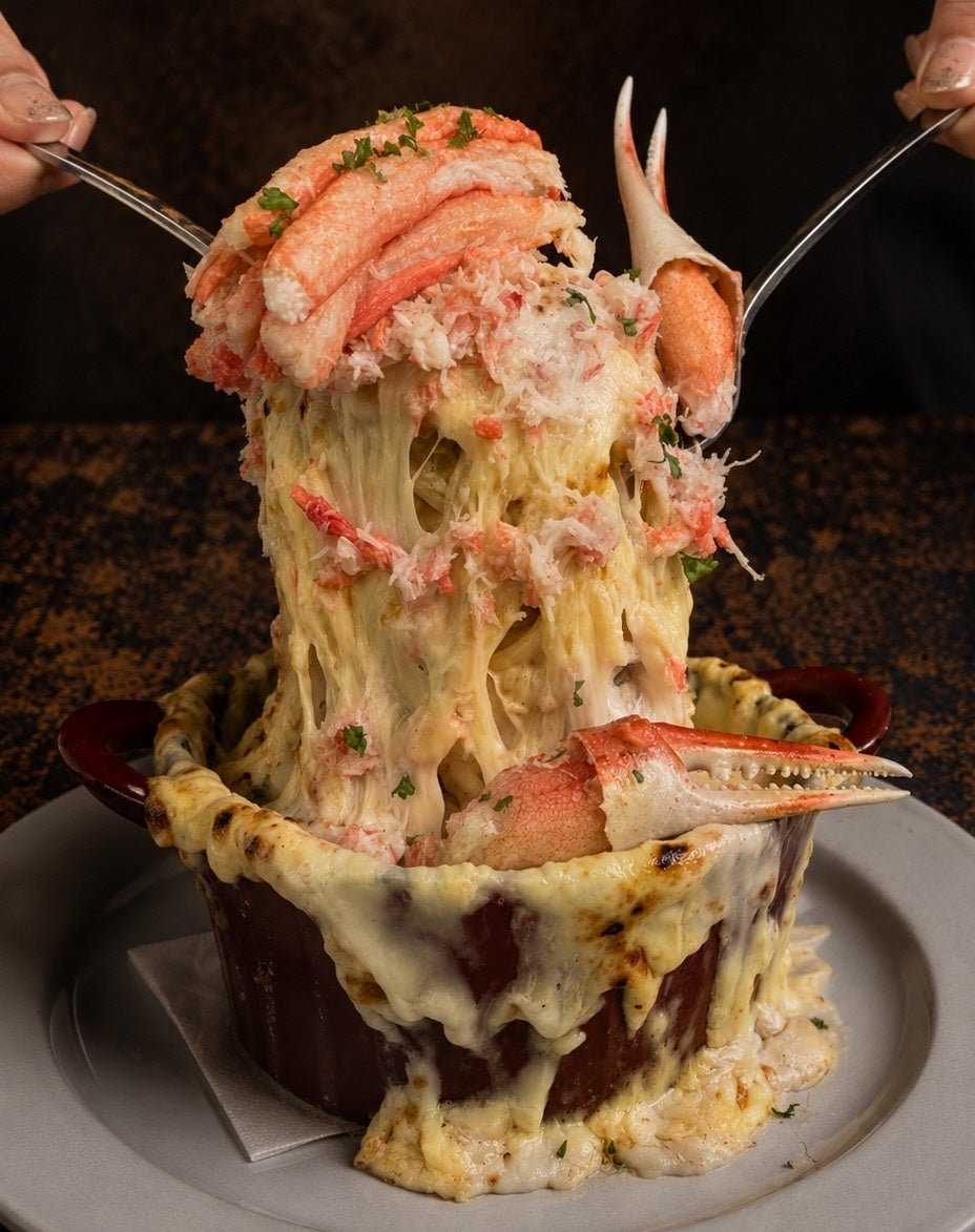 The moment you insert your fork, melting cheese and rich carbonara overflow.