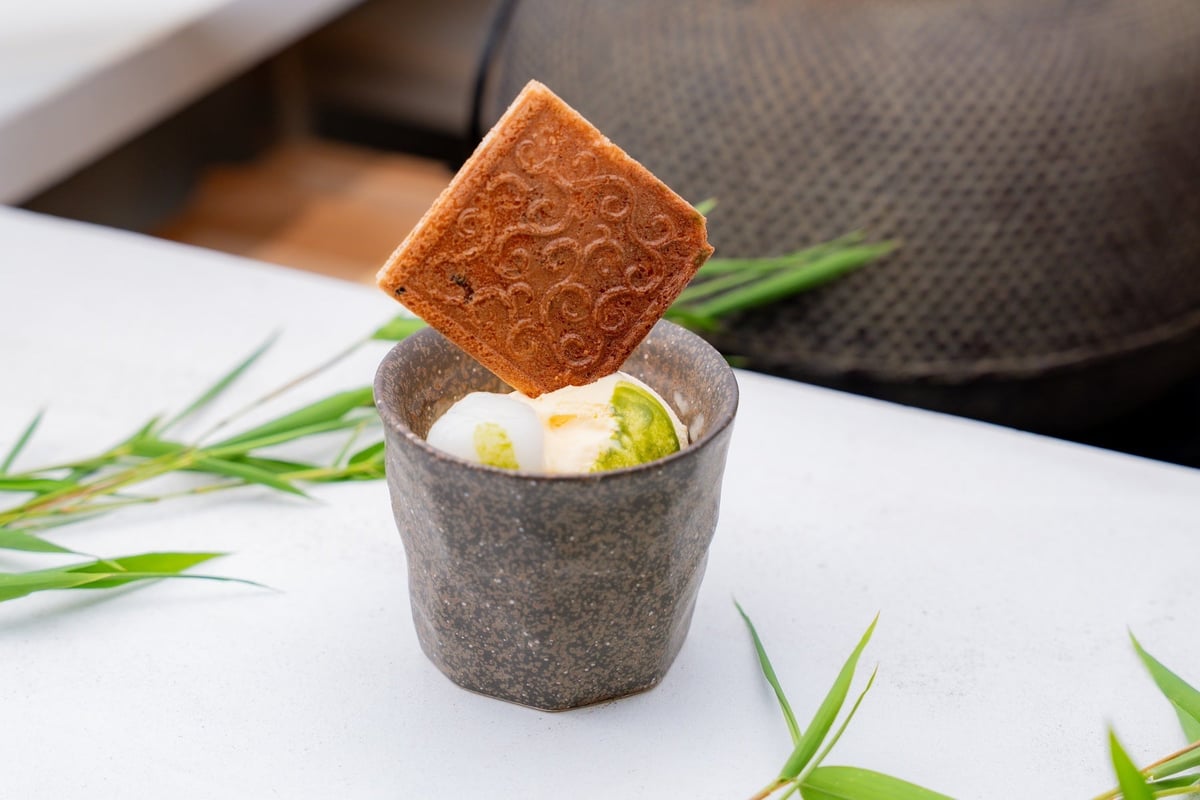 A mini parfait featuring various beans.
