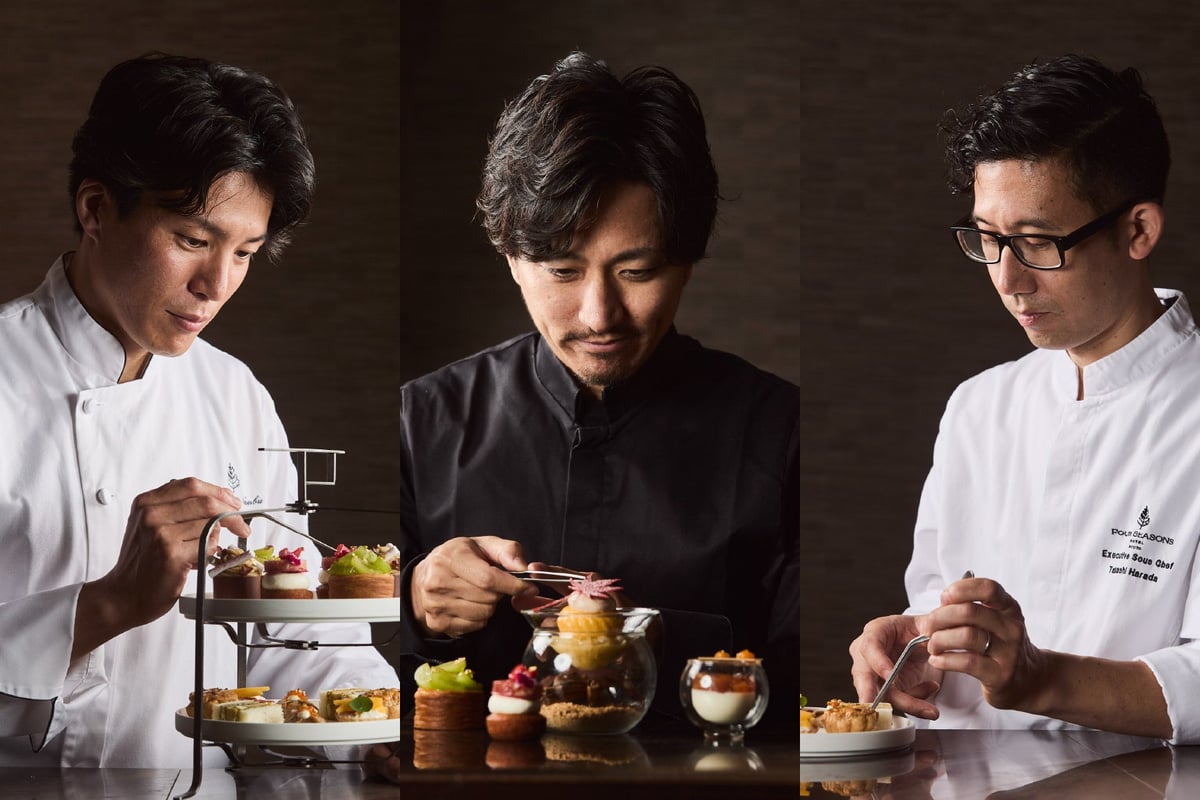 Pastry Chef Sue Nambu (left) / Sweets Menu Supervisor Chef Aoki (center) / Executive Pastry Chef Harada (right)