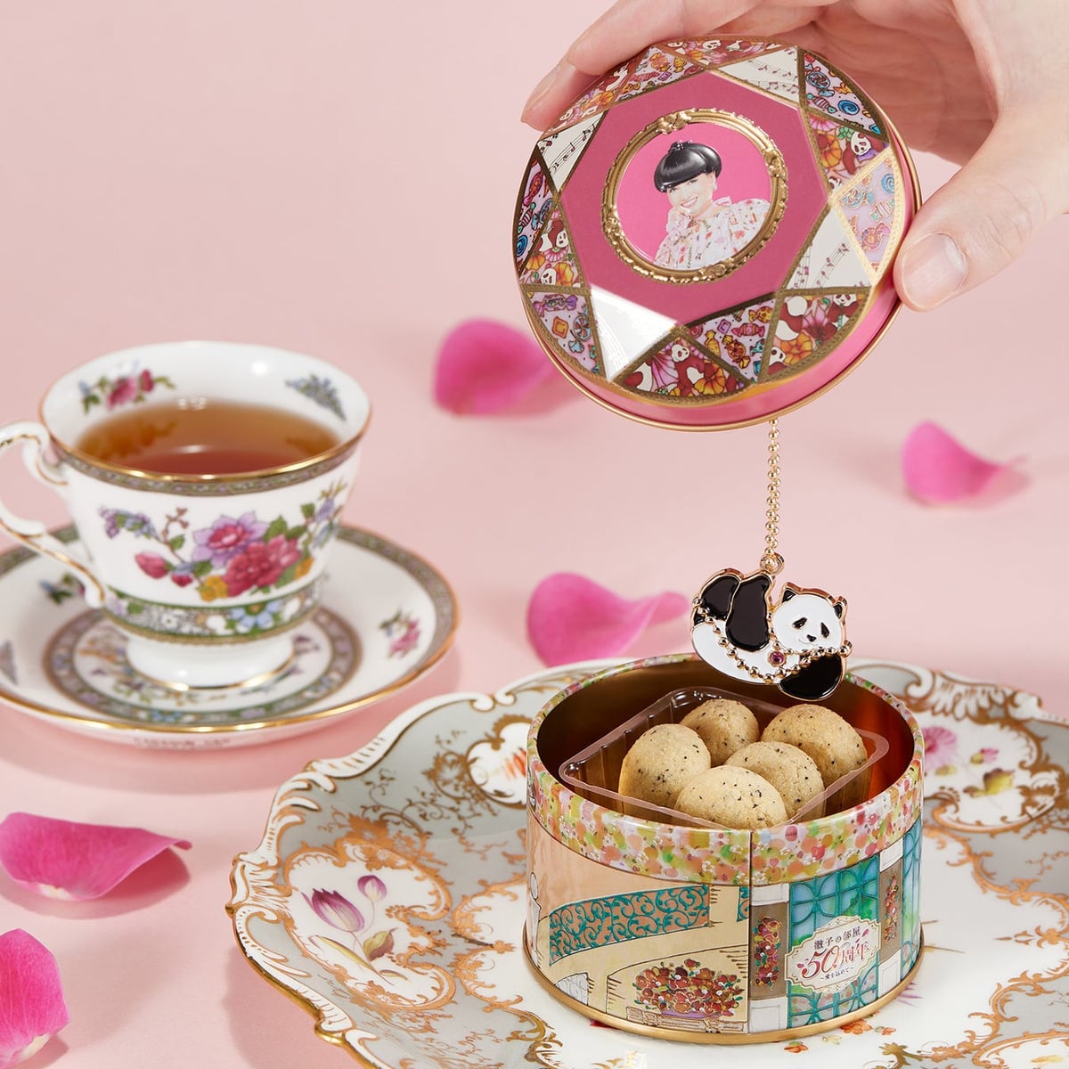 Free Panda Charm with New Tetsuko's Room Cookie Tin at Nihonbashi Exhibition