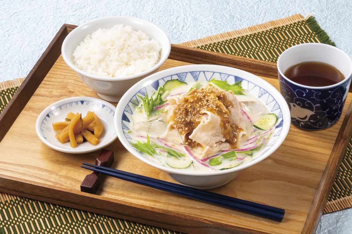 Gotchton's Summer Limited 'Mugi Miso and Sesame Sauce Chilled Soy Milk Pork Soup Set' in Tokyo from July 8