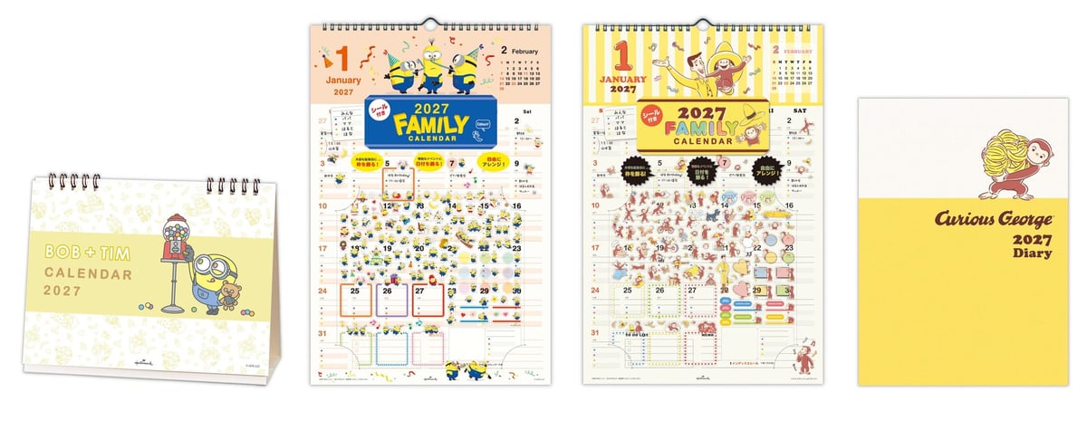 Hallmark Japan Releases New 2027 Calendars and Diaries Featuring Minions and Curious George August 3