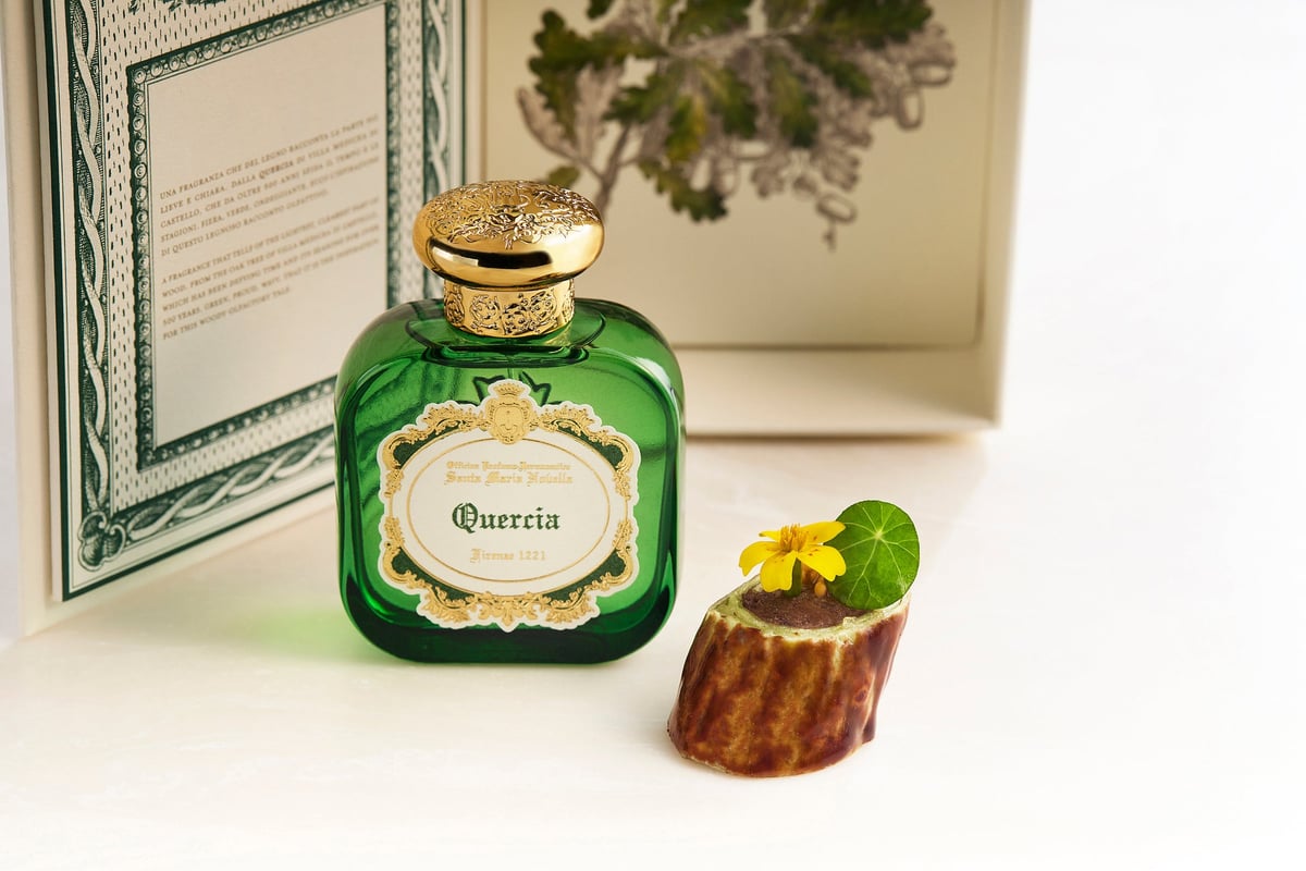 Eau de Parfum featuring braised beef cheek with lavender, styled after Quercia