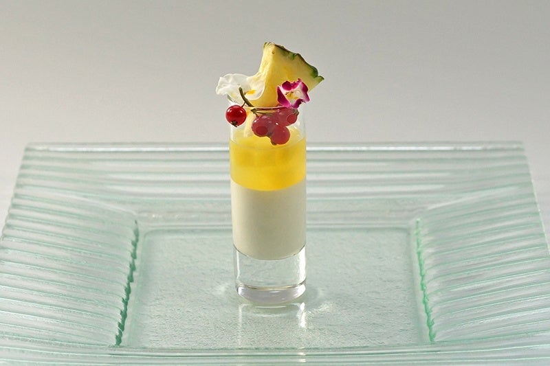 Oats Milk Panna Cotta with Pineapple Jelly