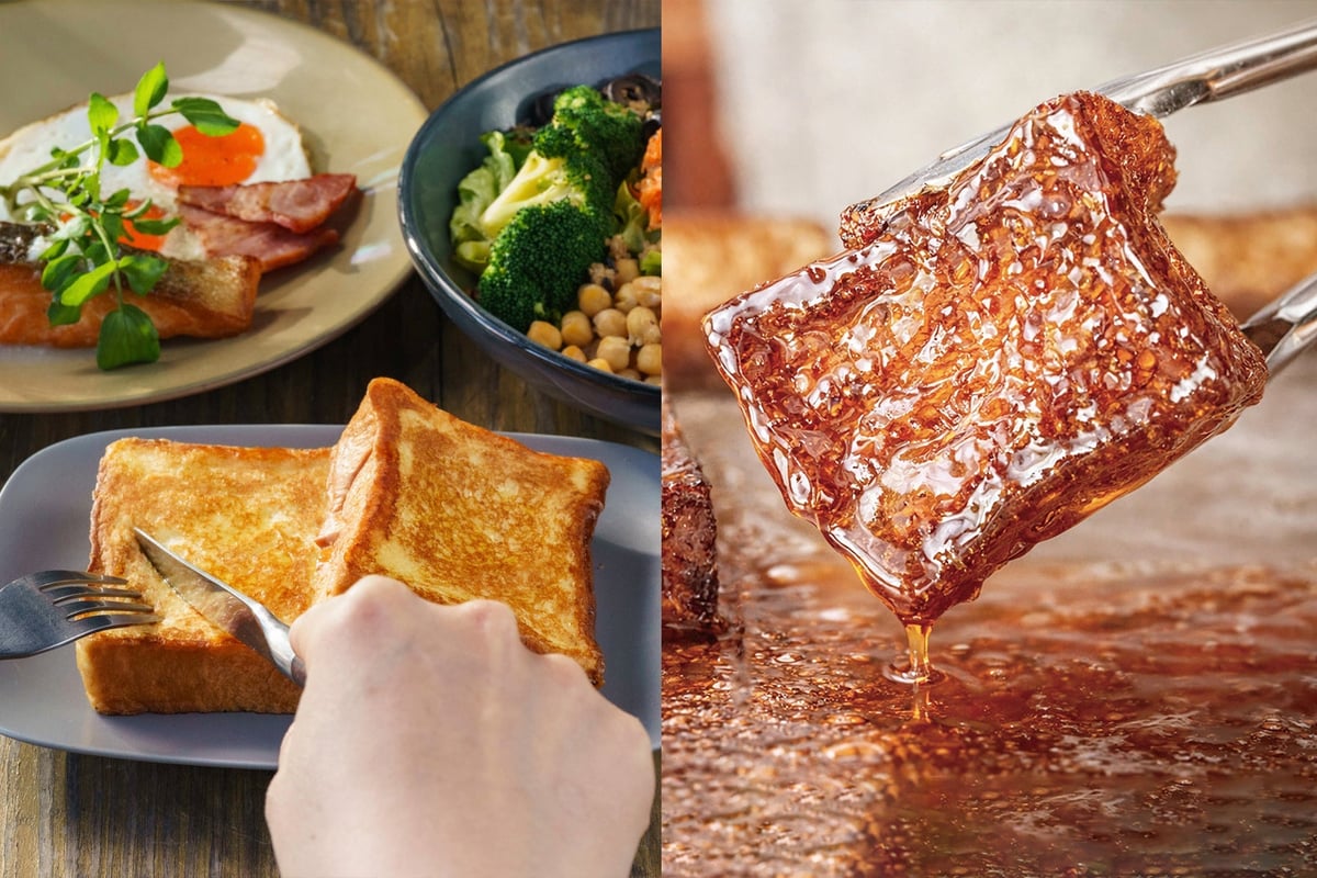 Left) Brioche French Toast - Plain / Right) Caramelized French Toast
