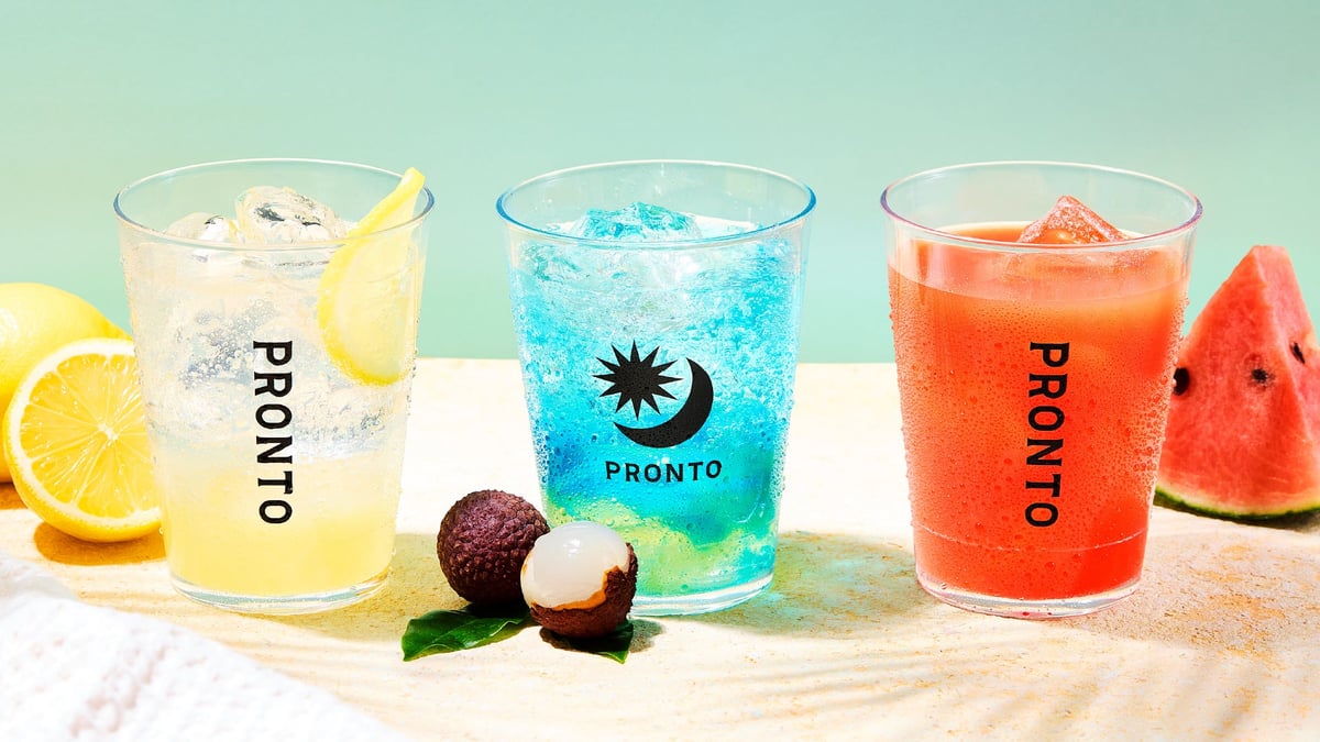 Left: Whole Lemon Squash / Center: Lychee and Yuzu Jelly Soda / Right: Watermelon Juice