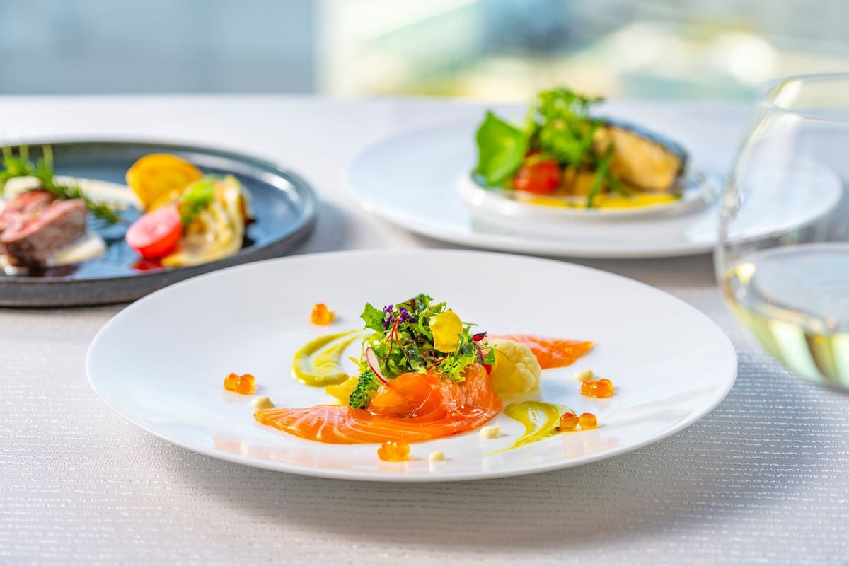 French full course using seasonal ingredients prepared by the chef.