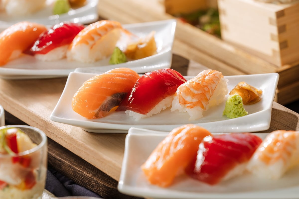 Nigiri sushi — freshly made by the chef on the spot