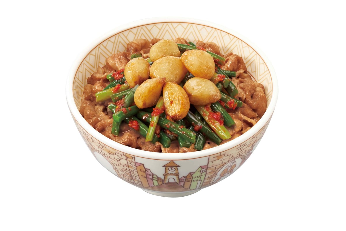 Sukiya Garlic Sprout Beef Bowl in Tokyo from July 8