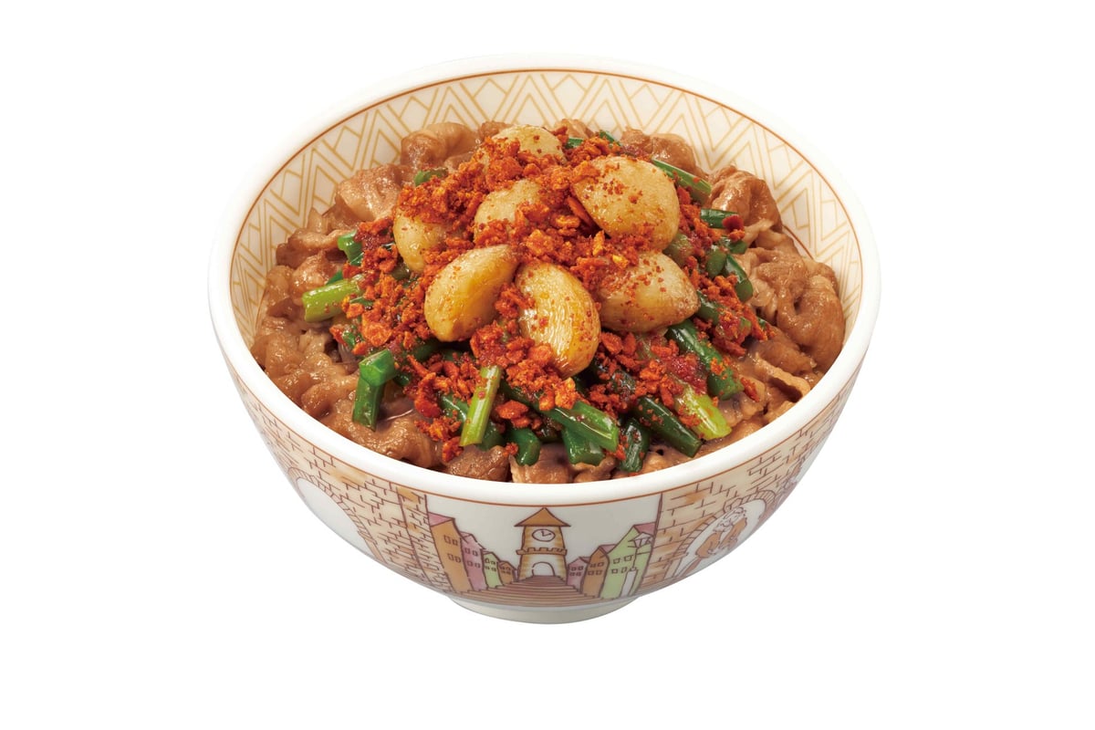 Sukiya Garlic Sprout Beef Bowl in Tokyo from July 8