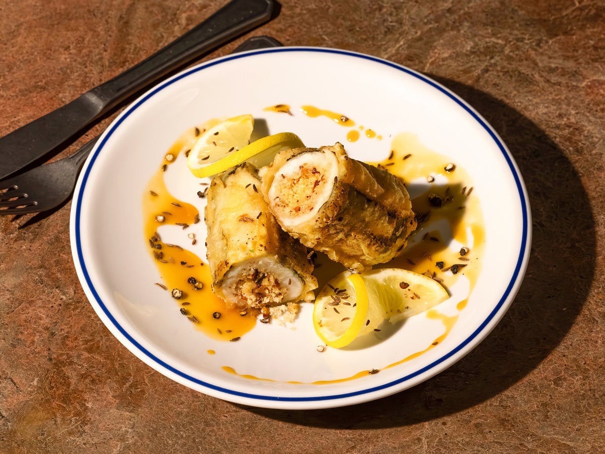 Fritto of conger eel Beccafico style with caraway orange sauce — ¥1,375 (tax included)