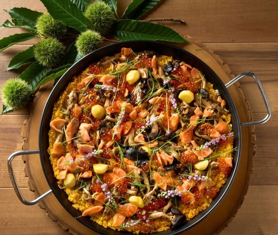 Autumn Salmon and Mushroom Paella
