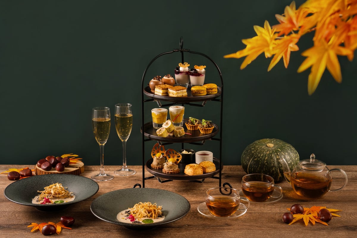 Autumn Afternoon Tea Featuring Chestnut, Pumpkin, and Caramel at Kobe Marriott's GRILL TABLE from ¥3,800