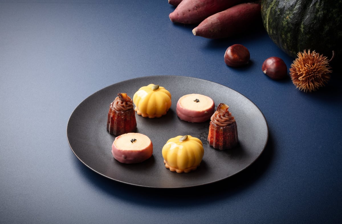 Chestnut, pumpkin, and sweet potato decorated seasonal sweets