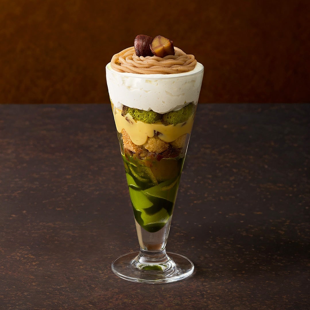 Regular Size Matcha and Shibukawa Chestnut Mont Blanc Parfait with Rum Raisin Custard
