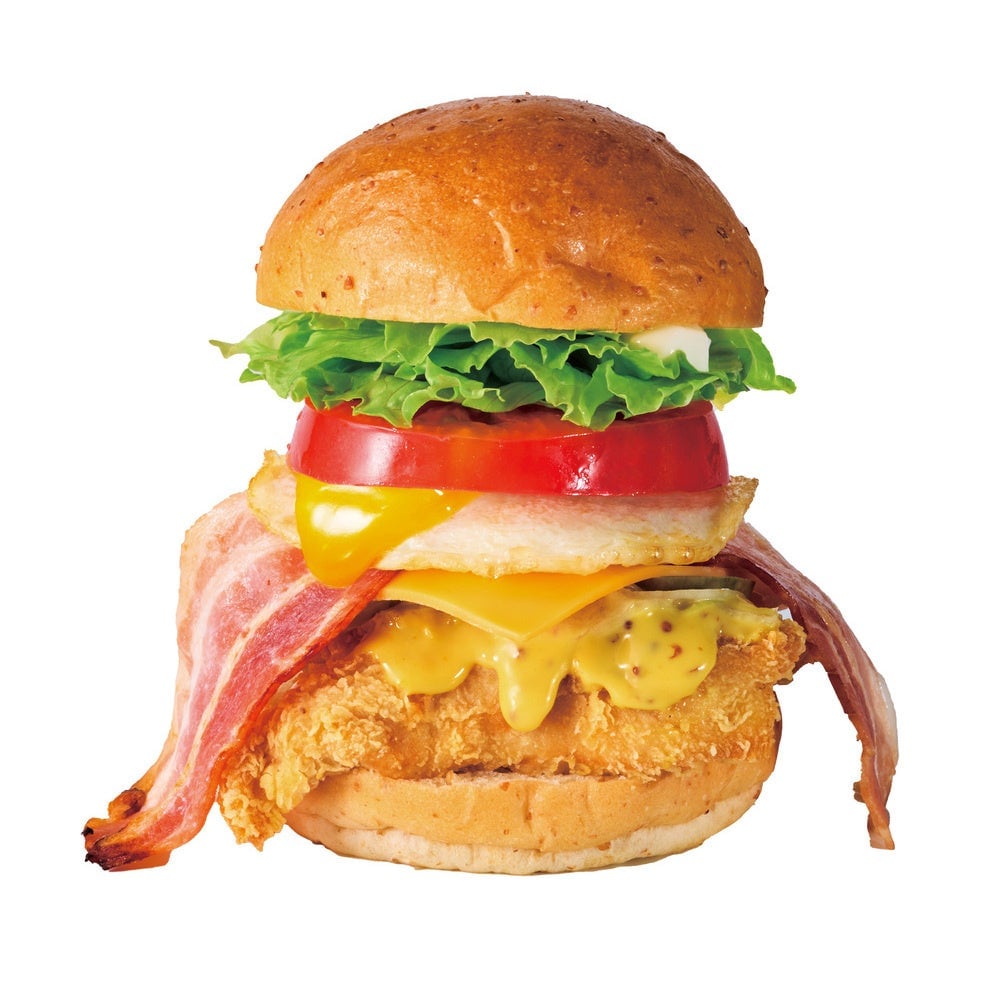 Bacon Cheese Tsukimi Burger — ¥690 (tax included)
