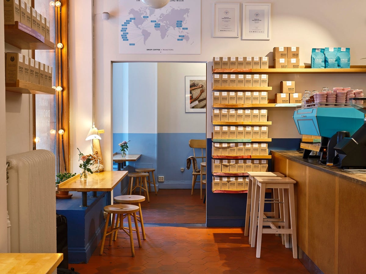 Interior of Drop Coffee in Stockholm, their home city