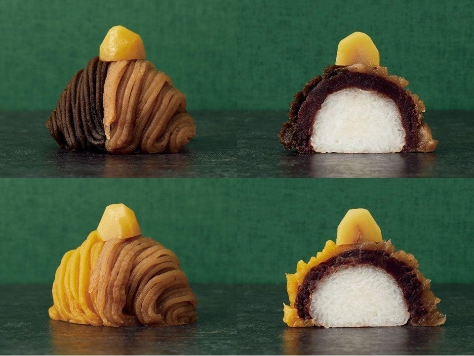Twin Ohagi Montblanc (Chestnut & Hojicha, Chestnut & Sweet Potato) ¥540 each / Sorairo