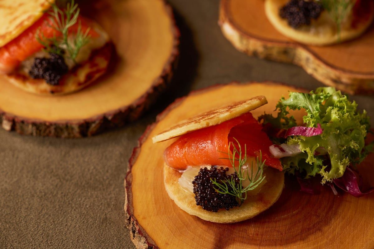 Salmon lime marinade with sweet potato crepe Vona Sheen