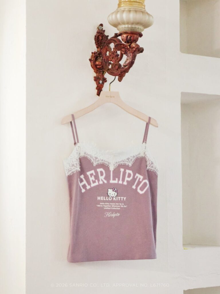 HLT x Hello Kitty Lace-Trim Camisole（rose/ecru/gray） ¥12,500