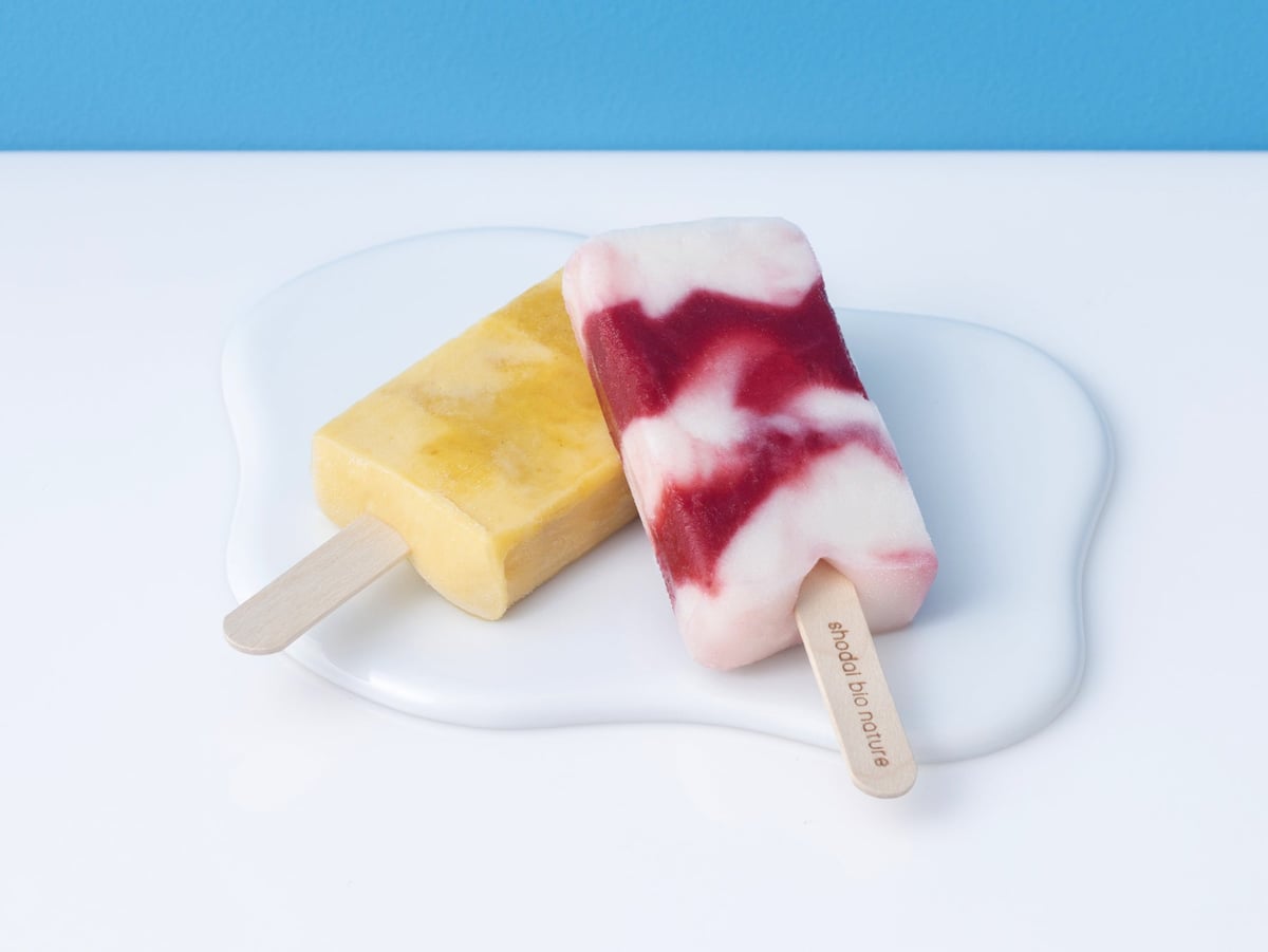 Gelato Bar Lychee, Rose & Raspberry, Mango, Passionfruit & Yuzu, each 1 piece ¥700 / shodai bio nature (Gransta Tokyo / B1 Gin no Suzu Area inside the ticket gate)