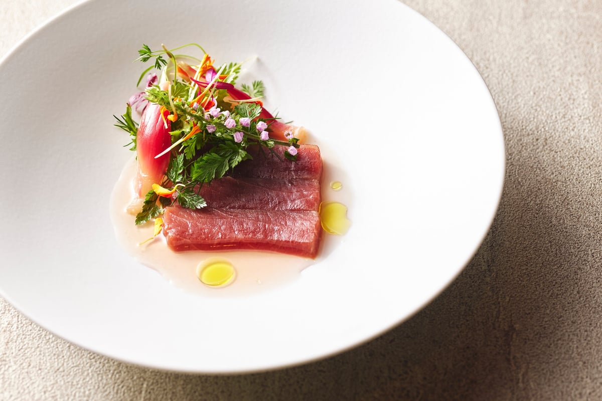 Tuna Confit with Myoga Pickled in Sweet Vinegar *Please note this is an image. Actual menu items may differ.