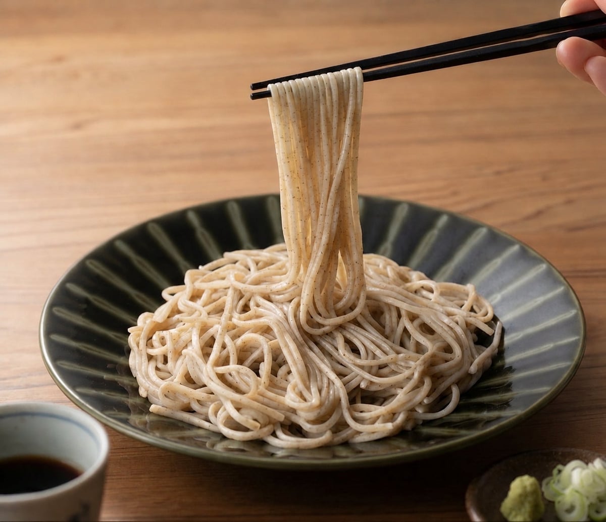 A specialty soba with a chewy texture, elasticity, and strong bite.