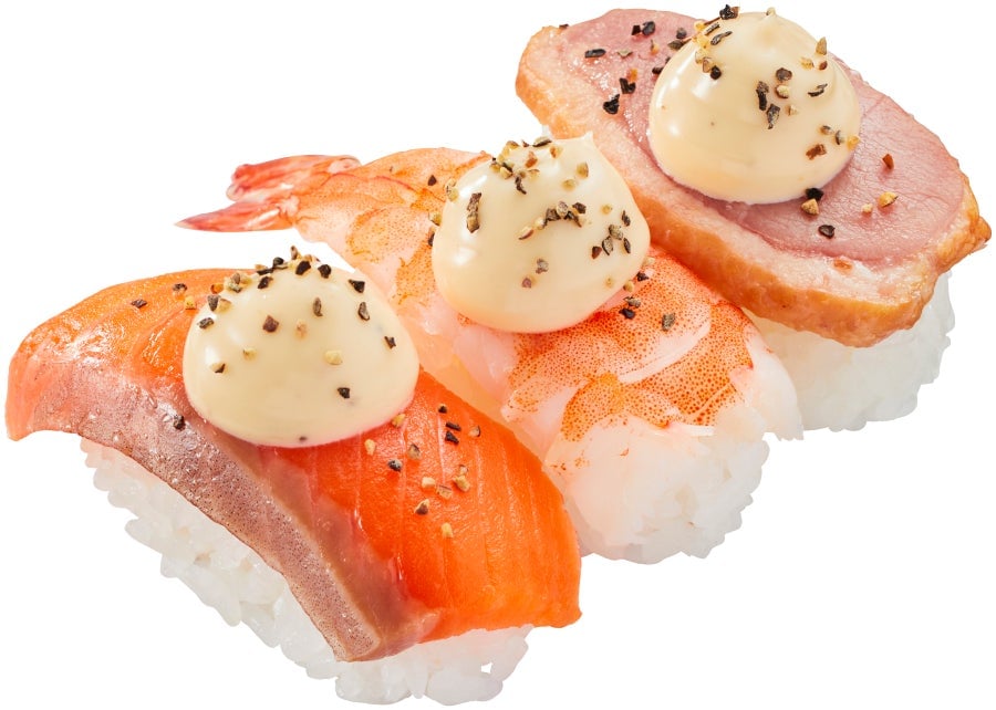 Black pepper used — 3 kinds of truffle mayo sushi tasting, 3 pieces ¥264 (tax included ¥290)