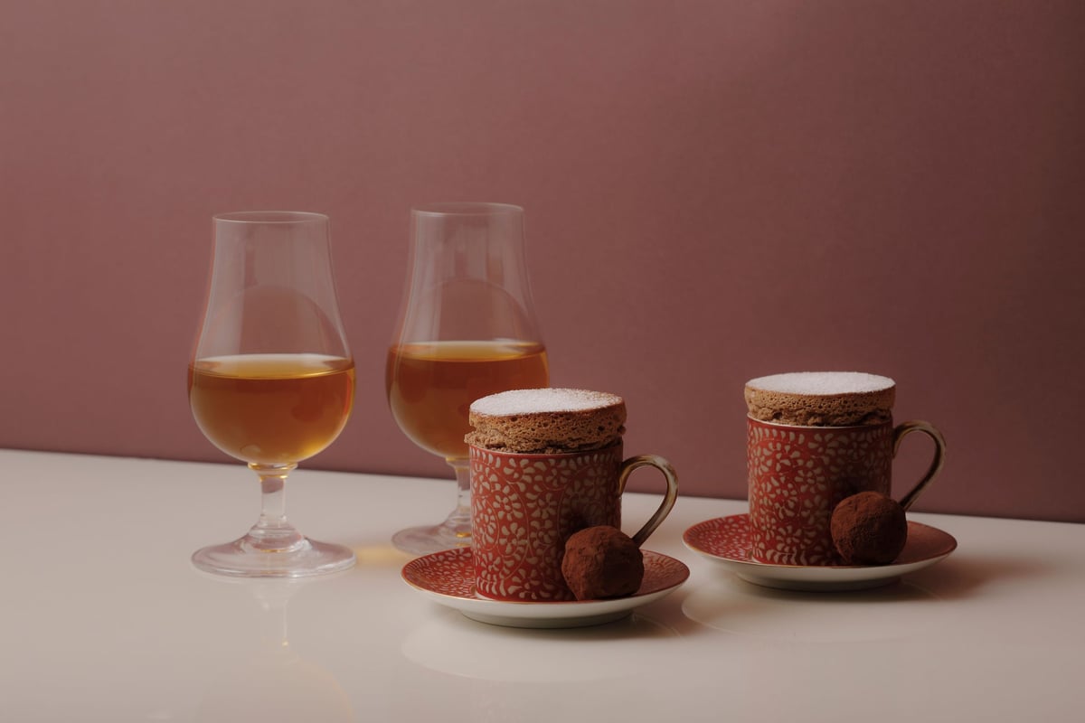 ■Chestnut and Praline Soufflé - Black Bean Tea, Kyoto