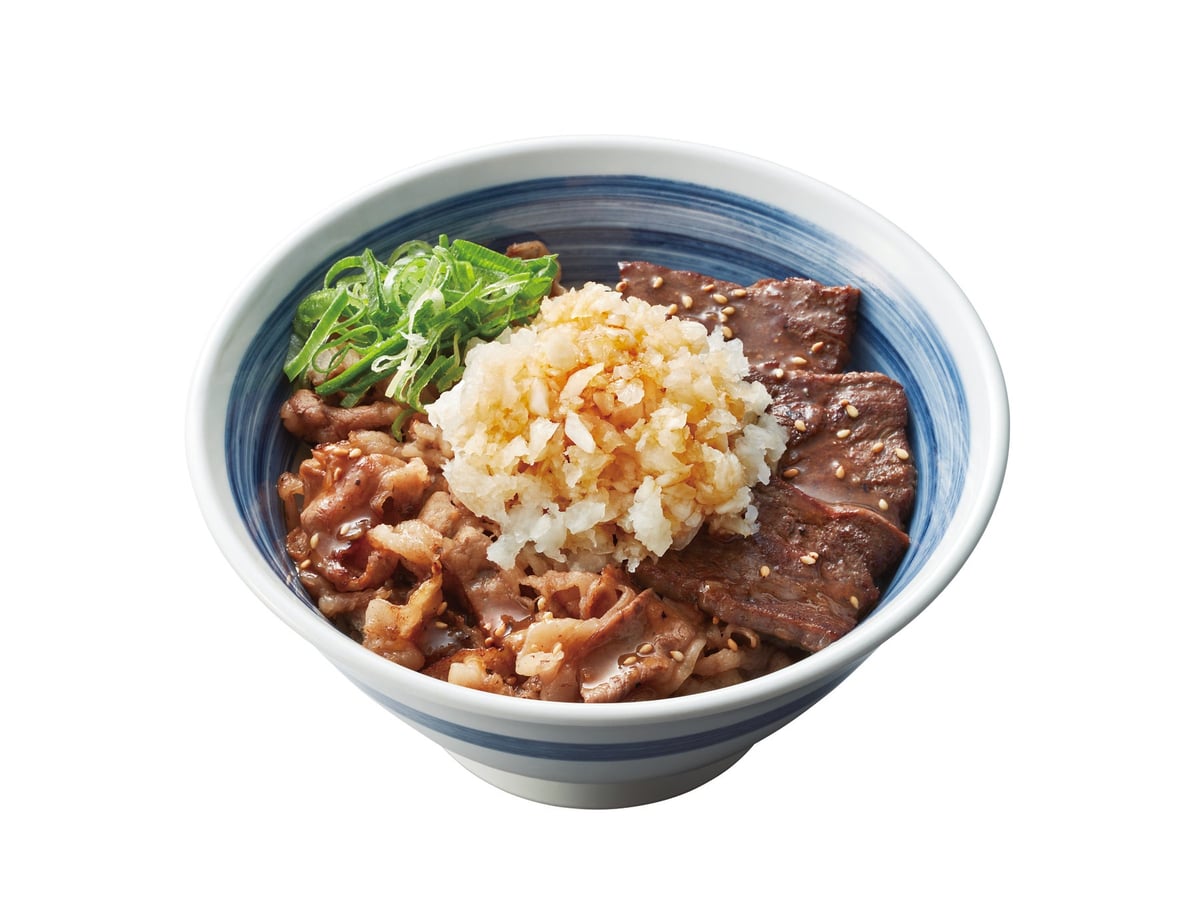 Sappari Ponzu Oni Oroshi Beef Kalbi and Harami Don — Small Rice ¥970 (tax included), Regular Rice ¥1,010 (tax included), Large Rice ¥1,070 (tax included)