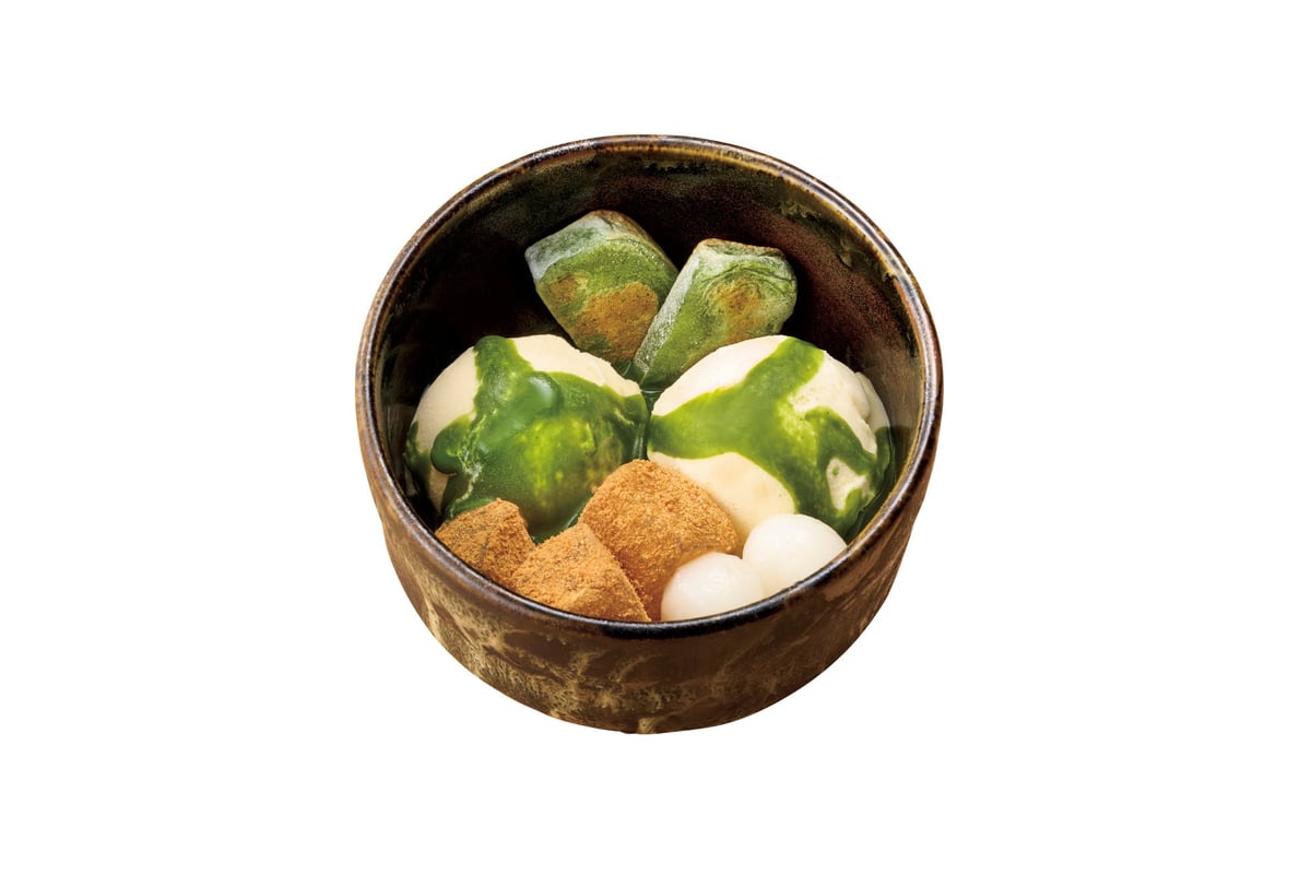 Enjoy the chewy texture of shiratama with Matcha Affogato — ¥680 (tax included)