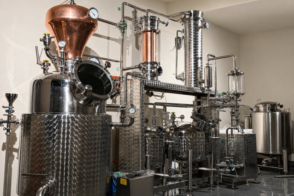 Distillation equipment at Little Flower Distillery