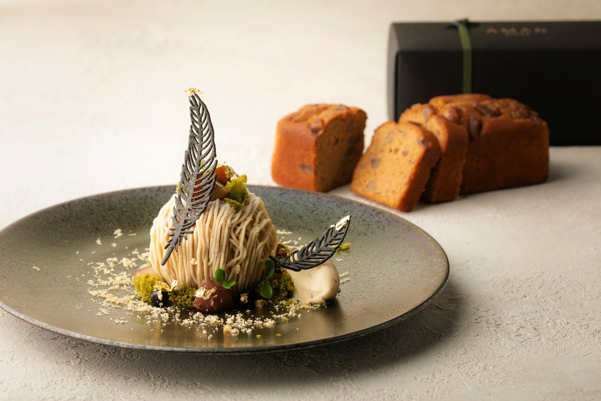 Seasonal Tamba Chestnut Mont Blanc and Pound Cake at Aman Kyoto, Japan