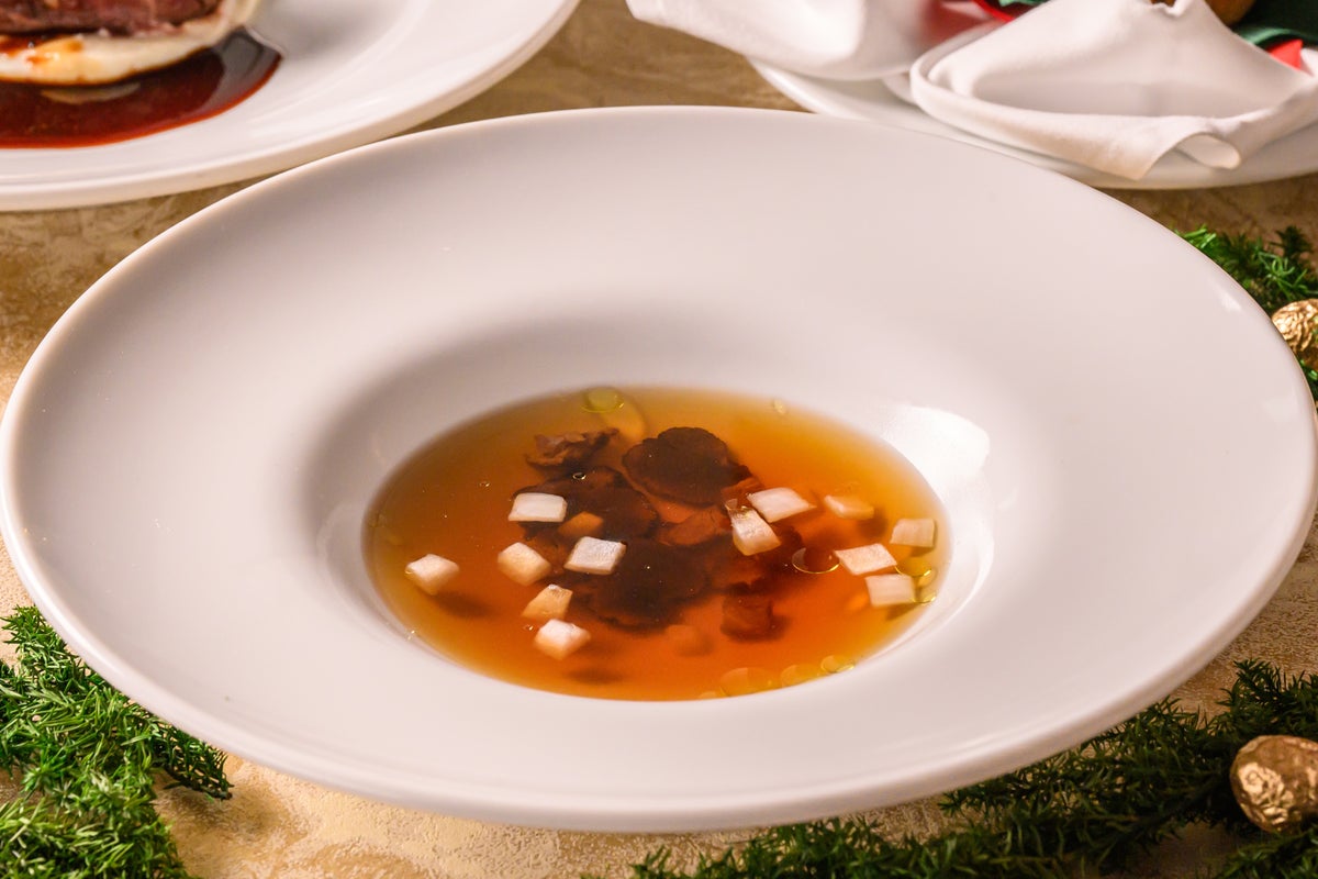 Aged beef consomme soup