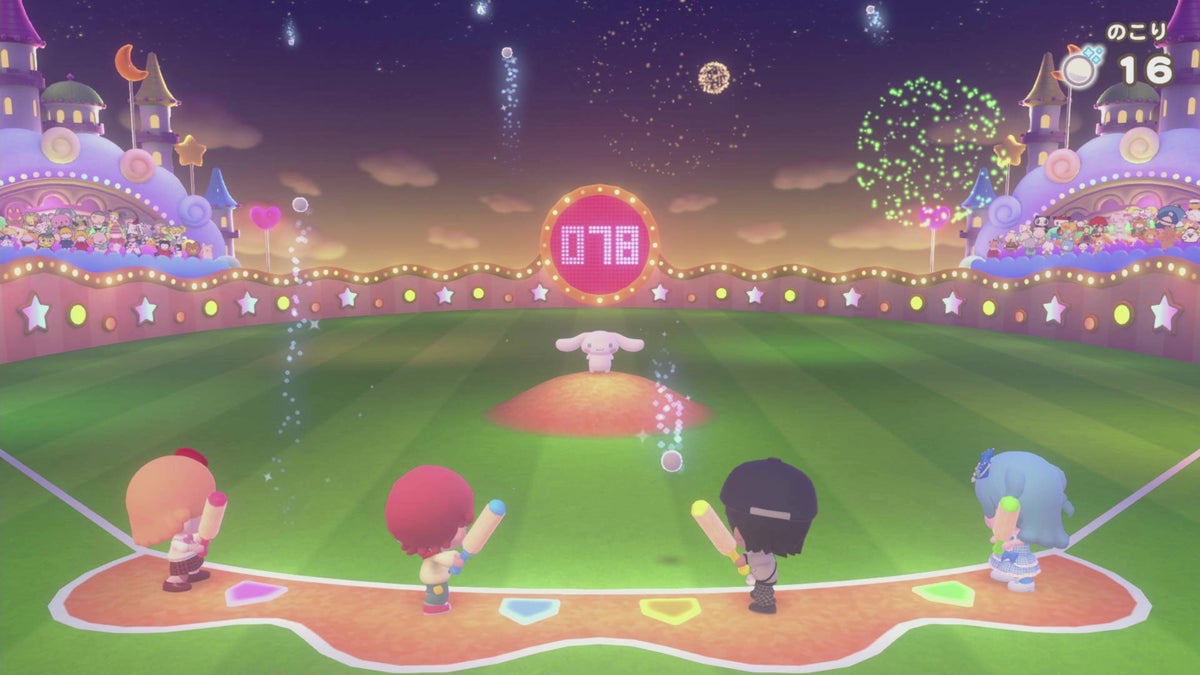 *Image of Sanrio Party Land mini-game 'Cinnamoroll's Home Run Derby'*