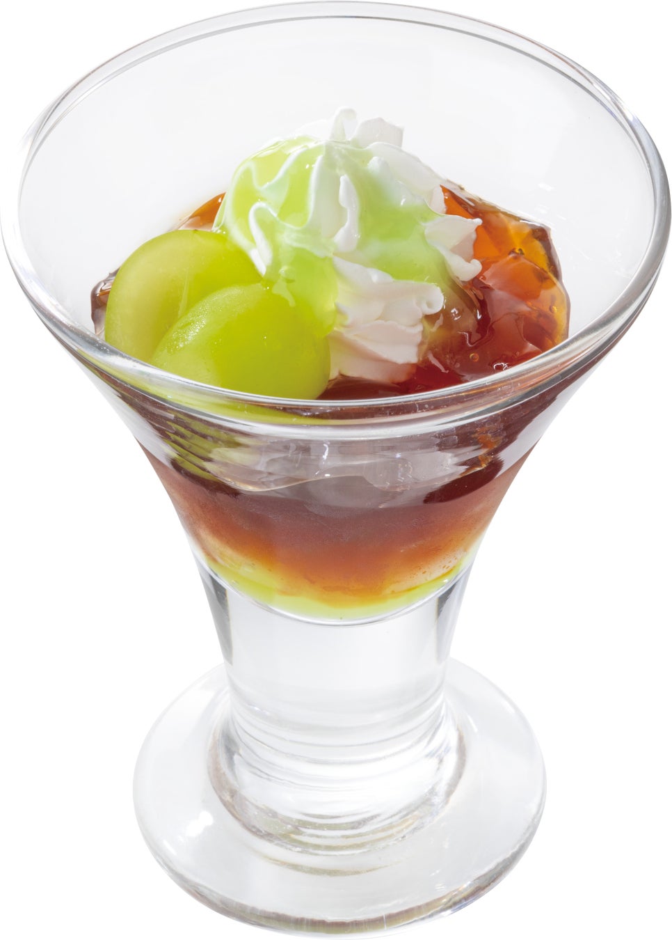 Enjoy our fresh Shine Muscat and tea jelly for only ¥399 (tax included). This refreshing dessert features subtly sweet tea jelly topped with fresh Shine Muscat grapes, offering an elegant and light flavor.